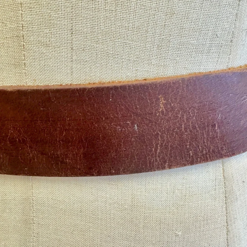 Nice Leather Brown Distressed Belt Seafoam Green Marbled Western Buckle Large‎
